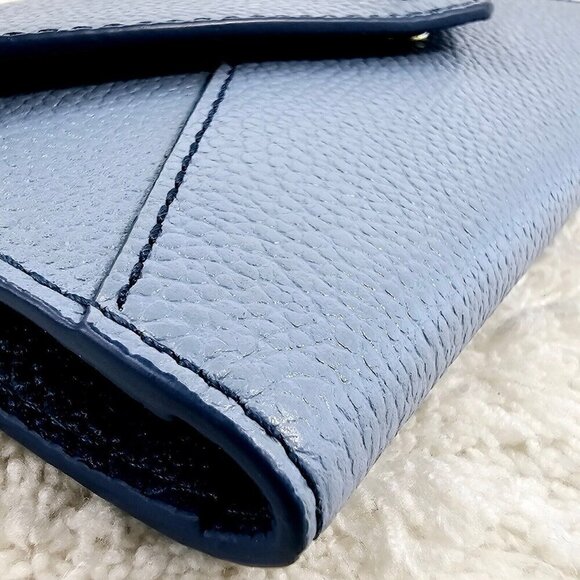 MICHAEL KORS Money Pieces Large Blue Pebble Leather Tri-Fold Envelope Wallet - Picture 6 of 16